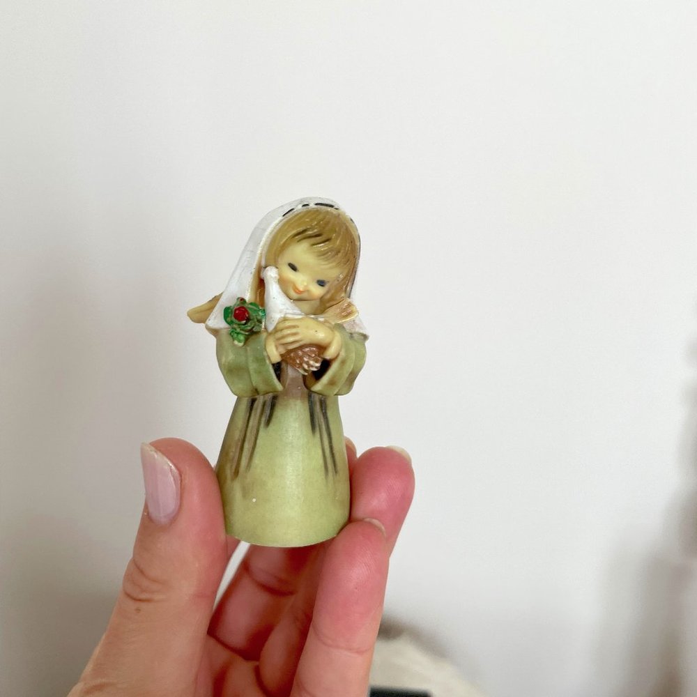 Angel Girl Holding White Pigeon Vintage Figurine Ornament